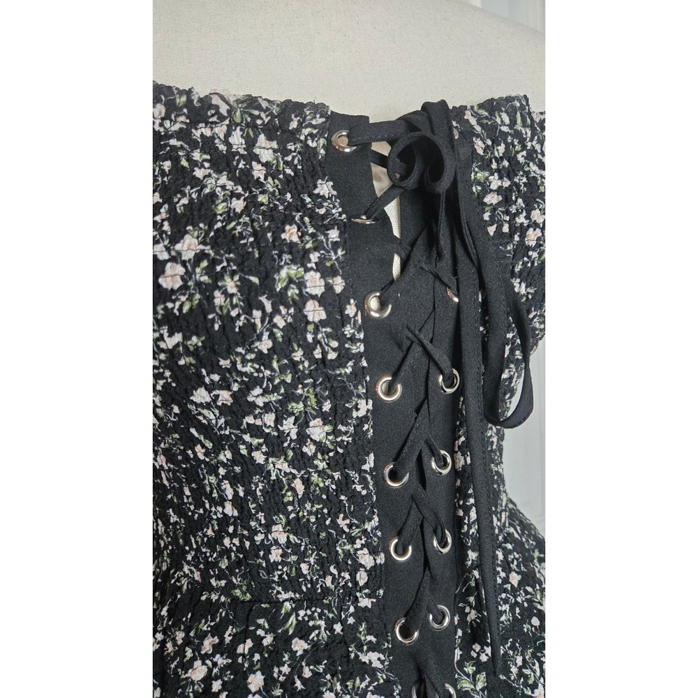 VICI x Gina Black Floral Strapless Corset Lace Up Tiered Maxi Dress - Picture 5 of 10